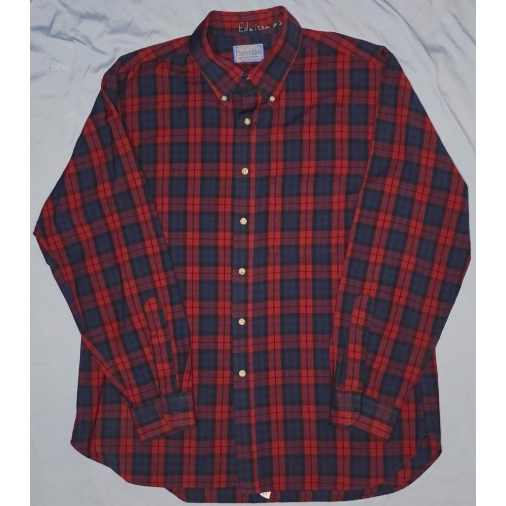 Vintage 60's Pendleton Mac Devitt Tartan Plaid Wool Button Down XL Sir Pendleton